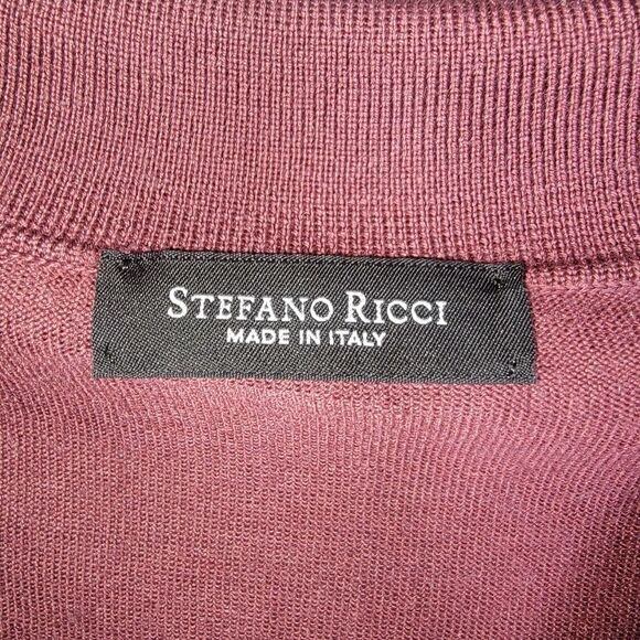 Stefano Ricci Men's Cashmere-Silk Quarter-Zip Polo Sweater w/ Crocodile size XL - Picture 4 of 12